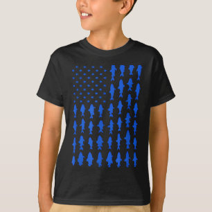 Camiseta Sinalizador de Silhueta de Peixe Americano Arte Pa