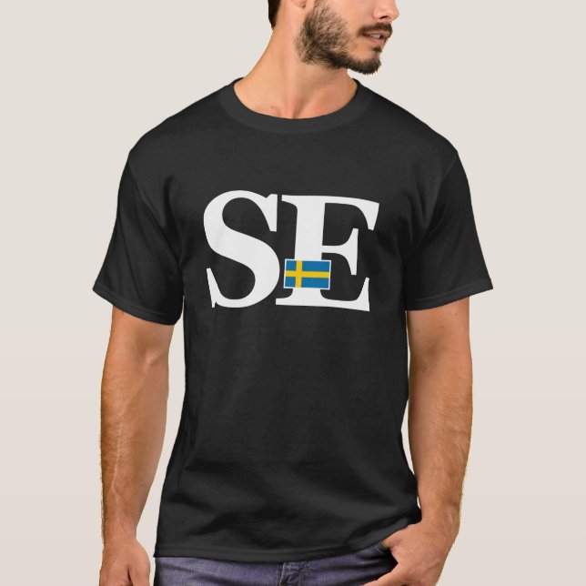 Camiseta Sinalizador de suecia e Iniciais de País (Frente)