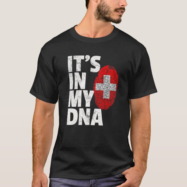 Camiseta Sinalizador de Suiça suíço está no meu DNA Natal G (Frente)