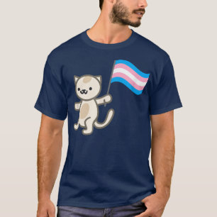 Camiseta Sinalizador de Transgênero do Orgulho Cat 