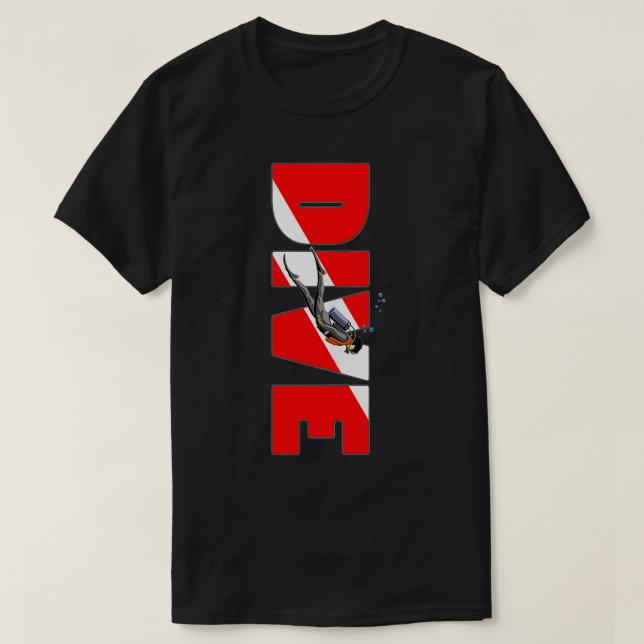 Camiseta Sinalizador Desativo do Mergulhador Scuba (Frente do Design)