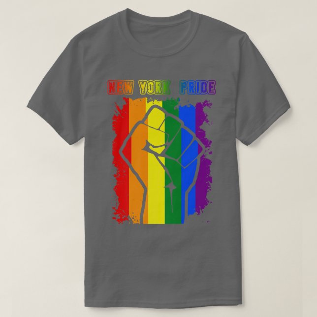 Camiseta Sinalizador do arco-íris LGBT LGBT de Nova Iorque  (Frente do Design)