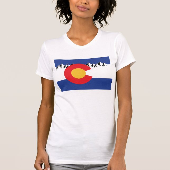 Camiseta Sinalizador do Colorado e Montanhas (Frente)