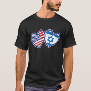 Camiseta Sinalizador do Coração EUA e Israel