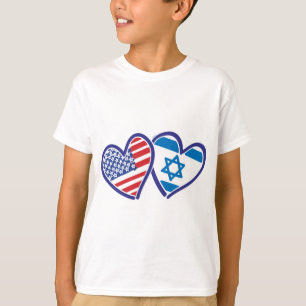 Camiseta Sinalizador do Coração EUA e Israel