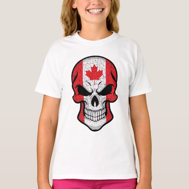 Camiseta Sinalizador do crânio do Canadá sorridente (Frente)