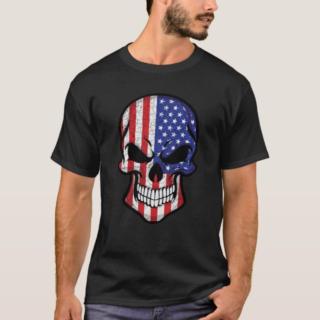 Camiseta Sinalizador do Crânio do Sorriso Americano (Frente)