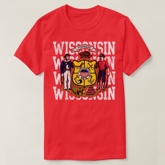 Camiseta Sinalizador do Estado de Wisconsin Retrospecto (Frente do Design)