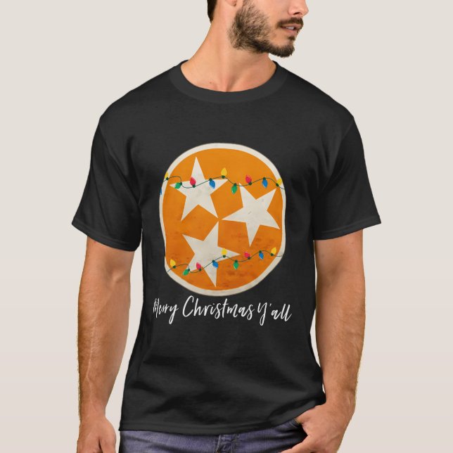 Camiseta Sinalizador do Estado do Tennessee Feliz Natal Yal (Frente)