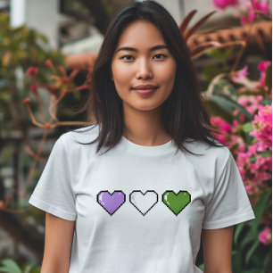 Camiseta Sinalizador do Genderqueer Sinalizador Pixel Heart