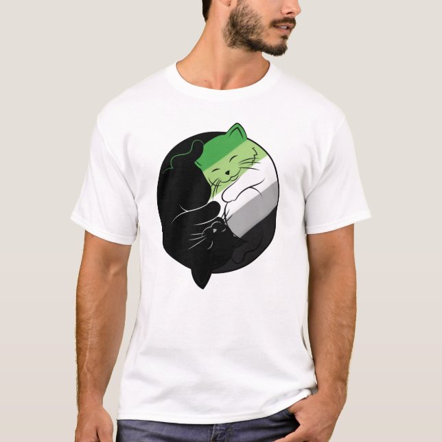 Camiseta Sinalizador do Orgulho Aromântico Gay Asexual Yin (Frente)