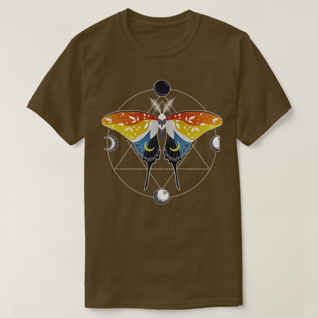 Camiseta Sinalizador do Orgulho Assexual Aroace Luna Moth L (Frente do Design)