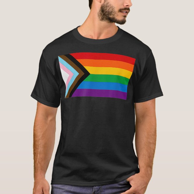 Camiseta Sinalizador do Orgulho de Progresso LGBTQ  (Frente)