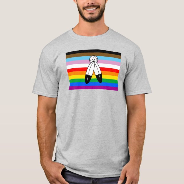 Camiseta Sinalizador do Orgulho de Progresso LGBTQ+ com Doi (Frente)