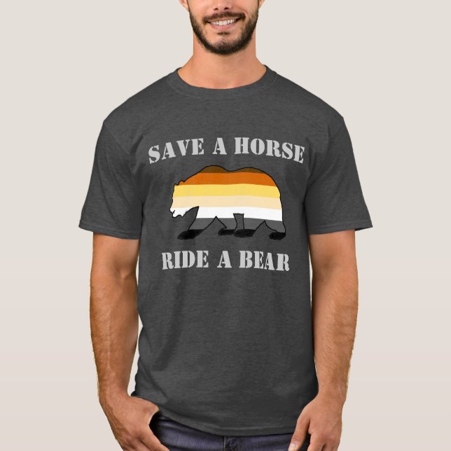 Camiseta Sinalizador do Orgulho do Urso gay Salve Um Urso C (Frente)