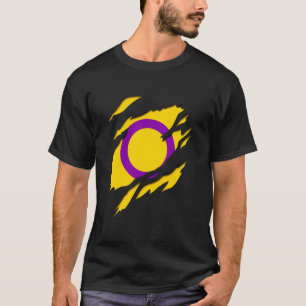 Camiseta Sinalizador do Orgulho Intersexual 3D Efeito Gay L
