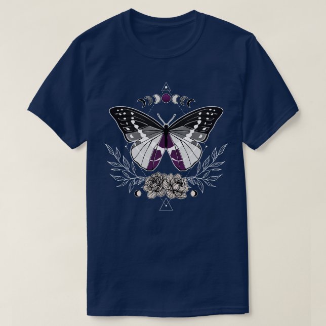 Camiseta Sinalizador do Orgulho LGBT da Borboleta Asexual (Frente do Design)