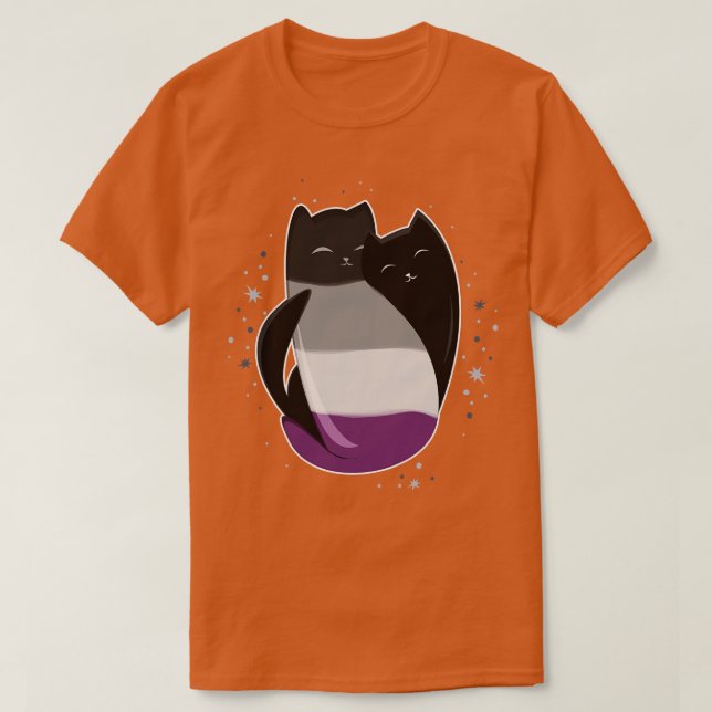 Camiseta Sinalizador do Orgulho LGBT de Gato Asexual (Frente do Design)