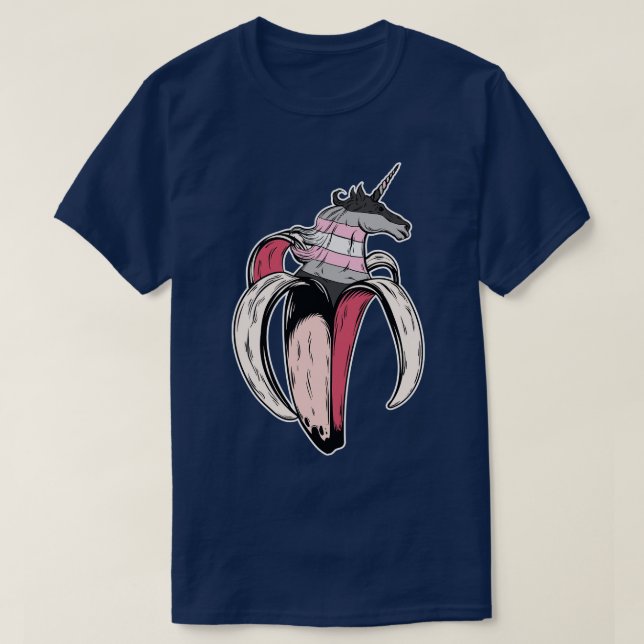 Camiseta Sinalizador do Orgulho LGBT do Unicorn Demigirl (Frente do Design)