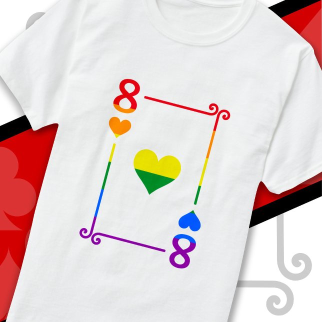 Camiseta Sinalizador do Orgulho LGBTQ Jogando Cartões Oito  (Criador carregado)