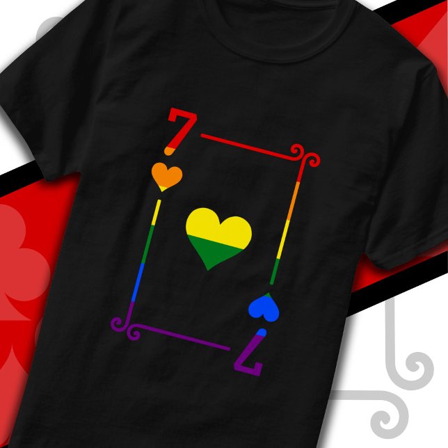 Camiseta Sinalizador do Orgulho LGBTQ Jogando Cartões Sete  (Criador carregado)