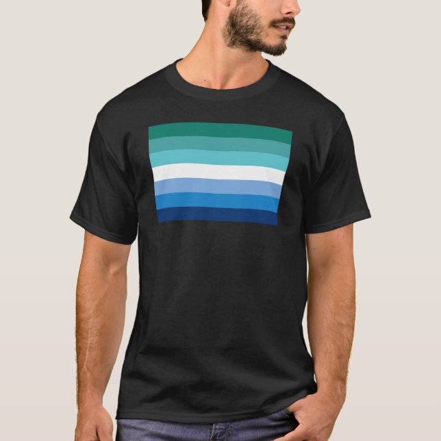 Camiseta Sinalizador do Orgulho Masculino Gay (Azure) (Frente)