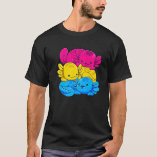 Camiseta Sinalizador do Orgulho Pan Axolotl Axolotl Pansexu