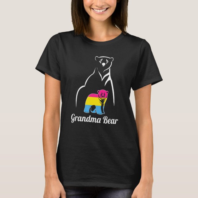 Camiseta Sinalizador do Orgulho Pan do Urso da Avó Pansexua (Frente)