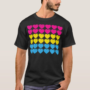 Camiseta Sinalizador do Orgulho Pansexual Corações Adoram B
