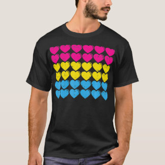 Camiseta Sinalizador do Orgulho Pansexual Corações Adoram B