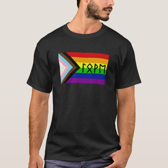 Camiseta Sinalizador do Orgulho Progressivo do Amor Futhark (Frente)