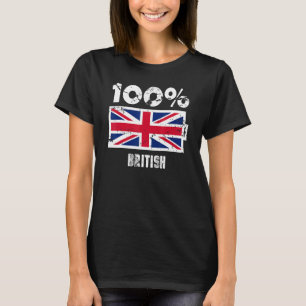 Camiseta Sinalizador do Reino Unido Suporte 100 Bateria Bri