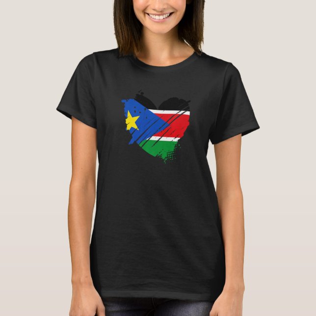 Camiseta Sinalizador do Sudão do Sul Eu amo isso no DNA Sud (Frente)