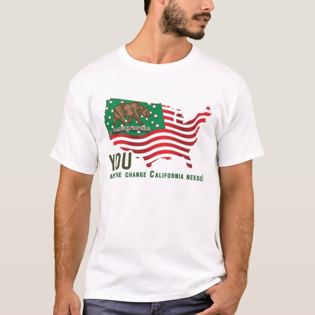 Camiseta Sinalizador do Urso da Califórnia - Você É A Mudan (Frente)
