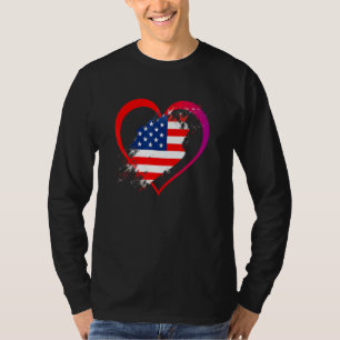 Camiseta Sinalizador dos EUA Coração das Forças Armadas Pat