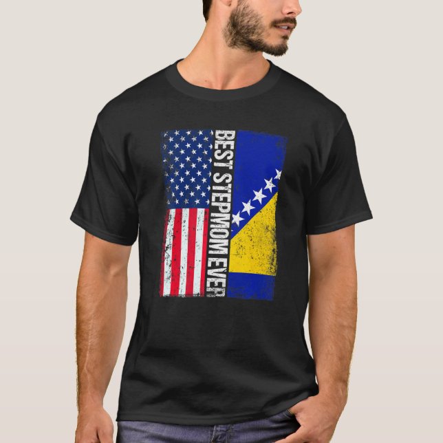 Camiseta Sinalizador Dos Eua E Melhor Stepmo Da Bandeira Da (Frente)