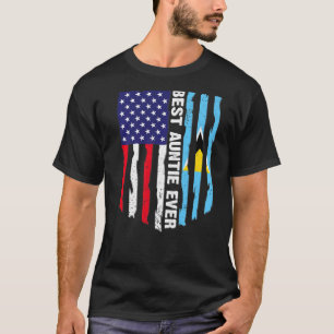 Camiseta Sinalizador dos EUA e Santo Lucia Flag Melhor Tia