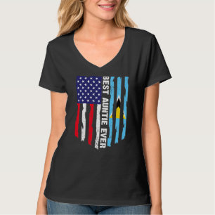Camiseta Sinalizador dos EUA e Santo Lucia Flag Melhor Tia