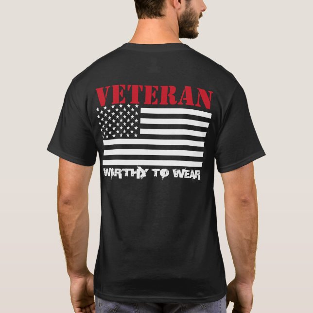 Camiseta Sinalizador dos EUA - USMC VERMELHO Veterano - Dig (Verso)