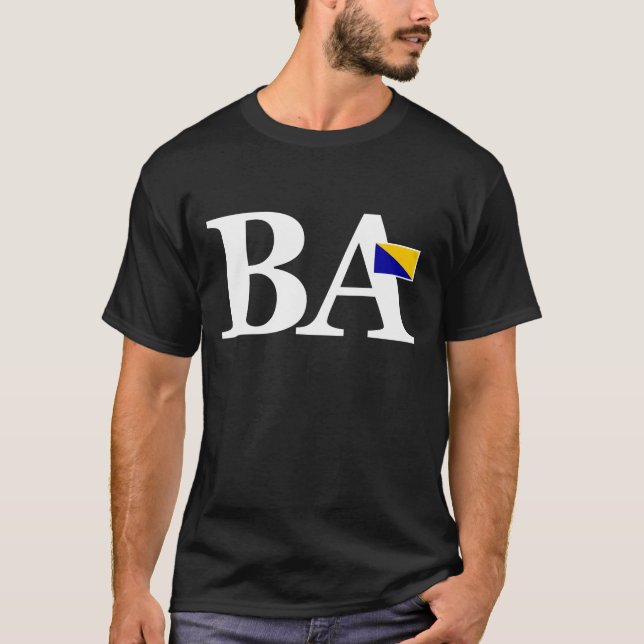 Camiseta Sinalizador e Iniciais por País da Bósnia e Herzeg (Frente)