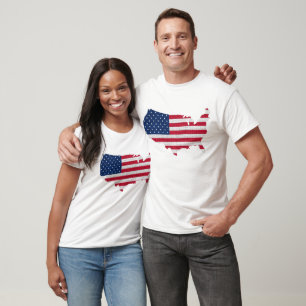 Camiseta Sinalizador e Mapa Americano