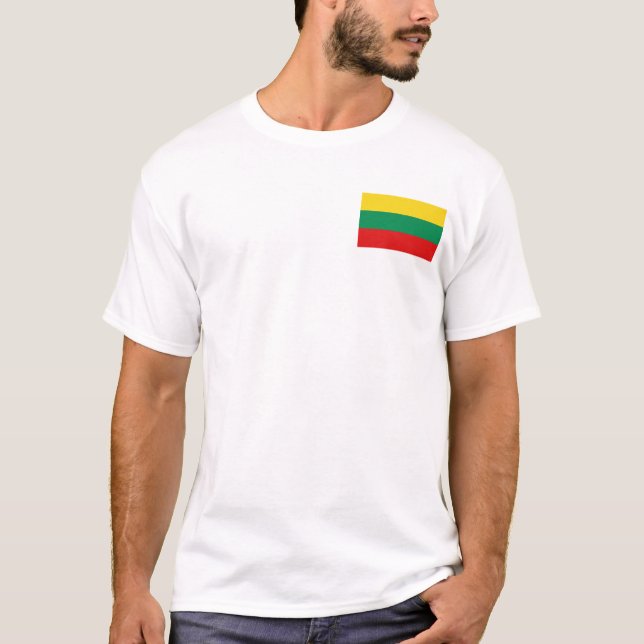 Camiseta Sinalizador e Mapa de T-Shirt na Lituânia (Frente)