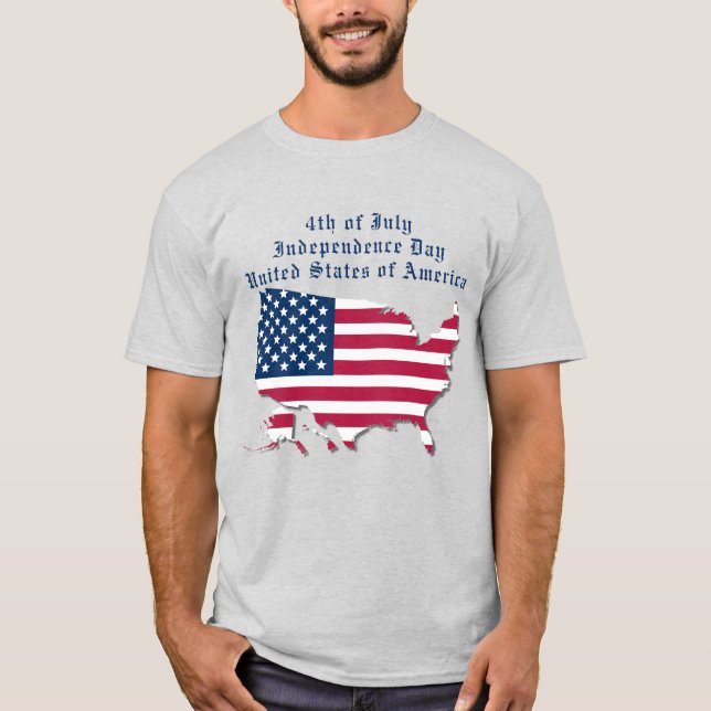 Camiseta Sinalizador e mapa personalizado dos Estados Unido (Frente)