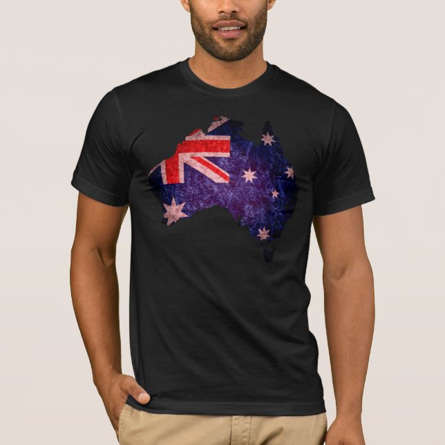 Camiseta Sinalizador e mapas da Austrália (Frente)