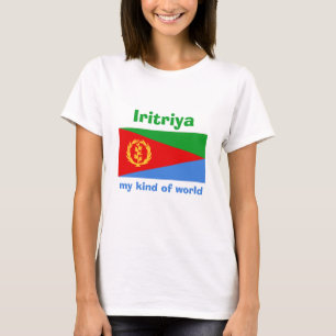 Camiseta Sinalizador Eritreia + Mapa + T-Shirt de Texto