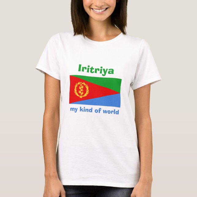 Camiseta Sinalizador Eritreia + Mapa + T-Shirt de Texto (Frente)