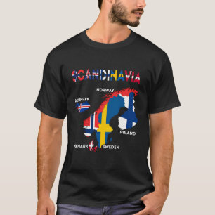 Camiseta Sinalizador Escandinávia Países Nórdicos Mapas Nor