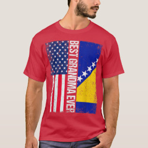 Camiseta Sinalizador EUA e Bósnia e Herzegovina Melhor Avô