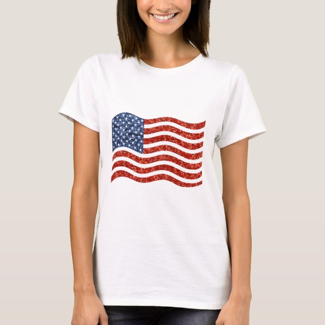 Camiseta sinalizador faux sequin impressão american (Frente)