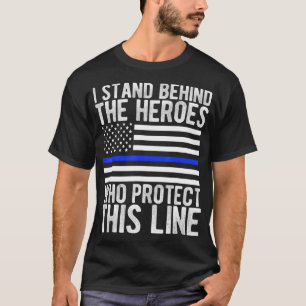 Camiseta Sinalizador fino de linha azul - Polícia de herói 